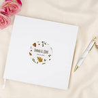 Andaz Press Personalized Wedding Guestbook with Gold Accents, Abstract Fall Leaves White Guest Sign in Guest Registry 120 Pages 8.5 X 8.5 Memories Book for DIY, Scrapbook, Photo Album - Image 2