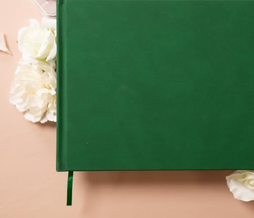 MUUJEE Personalized Guestbook in Emerald - Premium Custom Modern Guest Book for Wedding Reception, Birthday Party or Events w/Bookmark Blank Pages for Signing 11.5 x 8.5 inches - Image 4