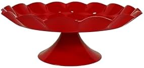 3 Pcs Red Metal Cupcake Stand Scalloped Edge Dessert Display Tray - Image 6