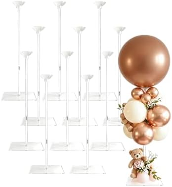 12 Pack Acrylic Balloon Stands for Table, Reusable Party Centerpiece Kits by lightsfever