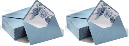 50Pcs 5x7 Inch Invitation Envelopes Set,150GSM Dusty Blue V-Flap Greeting Card Envelopes, Gift Card Sleeves for Mailing Wedding Baby Shower Birthday (Pack of 2) by Partiazy