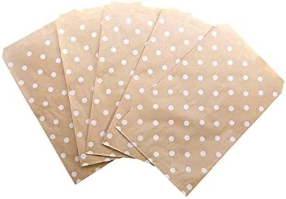 N'icePackaging 200 Qty 8.5" x 11" Decorative Flat Paper Gift Bags - White Polka-Dot on Brown Kraft Bags - For Sales/Treats/Parties Cookies/Gifts - Image 5