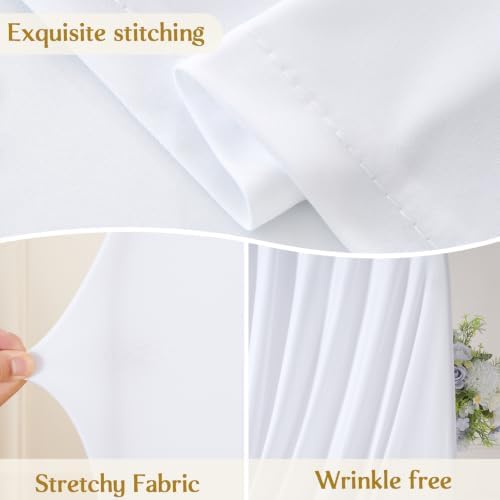 White Wedding Arch Backdrop Cover 7.2ft and 6ft Draped Arch Covers Stretchy Backdrop Spandex Balloon Arch Covers for Bridal Shower Baby Shower Engagement Photography Birthday Party Decorations - Image 5