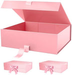 PACKHOME 3 Extra Large Pink Gift Boxes Ribbon Magnetic Lids 17x14.5x5.5in by PACKHOME