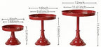 Red 3Pcs Metal Round Cake Stand Set 8/10/12 Inch Dessert Display - Image 6