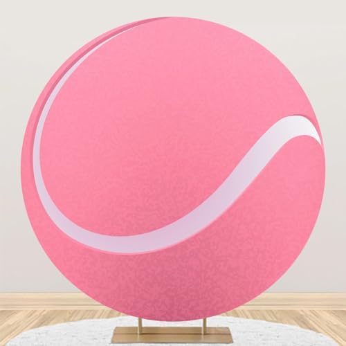 Renaiss 6.5x6.5ft Pink Tennis Ball Round Backdrop Cover Tennis Themed Circle Photography Background Tennis Match Sports Theme Birthday Baby Shower Fans Athletes Party Decor Arch Photo Booth Props by Renaiss