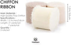 Vitalizart 3 Rolls Handmade Chiffon Silk Ribbon 1 1/2 Inch Nude & White with 3 Rolls Silk Satin Ribbon 1 1/2 inch Champagne & Nude - Image 3