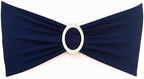 Spandex Navy Blue Chair Sashes 100 Pack Wedding Chair Bows Bands Buckles by SINSSOWL
