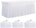 Spandex Tablecloth 8FT Rectangle Table Cover 3 Pack White Wrinkle-Free by Outpain