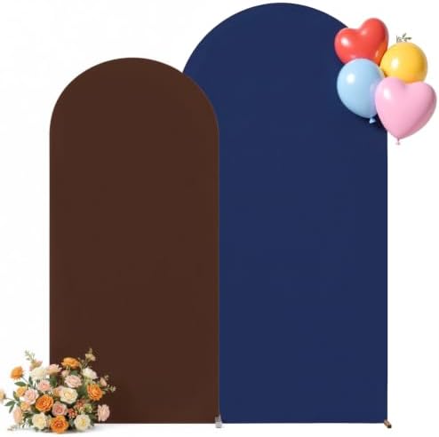Navy Blue and Brown Arch Backdrop Cover Set of 2 Party Wedding Navy Arch Covers Stretchy Backdrop 7.2FT 6FT Decorations Baby Shower Bridal Shower Photo Birthday Brown Arch Cover Spandex by LittleFunny