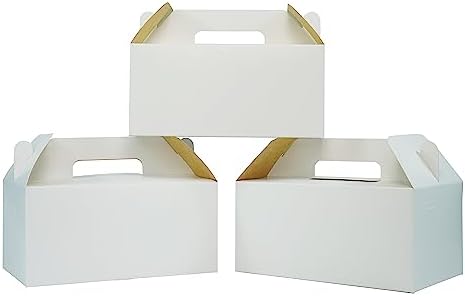 PandaPandaPPS 50 Pack White Food- Safe Paperboard Gable Boxes 8.25×5×4 inch by PandaPandaPPS