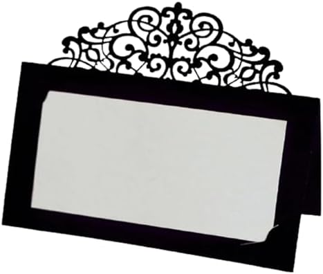 Name Tent Table Cards 200Pcs Vintage Flower Laser Cut Table Name Place Cards Lace Name Message Setting Card Wedding Birthday Party Favor Decoration(Black) - Image 6