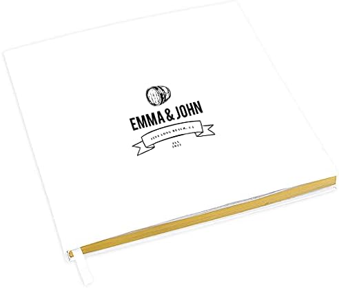 Andaz Press Personalized Wedding Guestbook with Gold Accents, Wine Barrel Design White Guest Sign in Guest Registry 120 Pages 8.5 X 8.5 Memories Book for DIY, Scrapbook, Photo Album by AndazPress