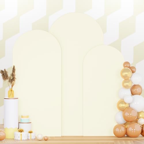 Set of 3 Wedding Arch Cover 6ft 6.6ft 7.2ft Ivory Arch Cover Chiara Arch Backdrop Cover Spandex Arch Stand Cover Balloon Arch Covers Stretchy Backdrop for Wedding Ceremony Birthday Party Events by PATYDEST