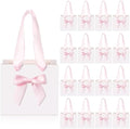 Kolldenn 50 Pcs Small Gift Bags Bulk with Bow Ribbon Handles, White Pink by Unknown