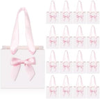 Kolldenn 50 Pcs Small Gift Bags Bulk with Bow Ribbon Handles, White Pink by Unknown