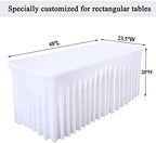 Besutolife 4ft White Tablecloth Rectangle Spandex Tablecloths for Wedding Birthday Parties Banquets Tables - Image 4