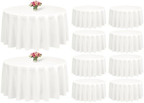 Showgeous 108 Inch Ivory Round Tablecloths, Polyester Table Covers by Showgeous