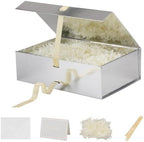 Large Gift Box with Lid 5 Pcs 13X9X4 In Silver Magnetic Gift Box Large by Unknown