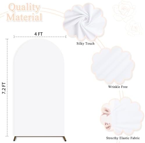 White Arch Cover 7.2FT Spandex Arch Backdrop Stand Cover Wedding Arches Fabric Backdrop Covers for Party Arched Stand Chiara Backdrops Arched Covers for Birthday Baby Shower Bridal Shower Decoration - Image 2