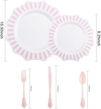 COLOSUS 150PCS White Pink Plastic Plates, Party Plates and Cutlery Set. - Image 4
