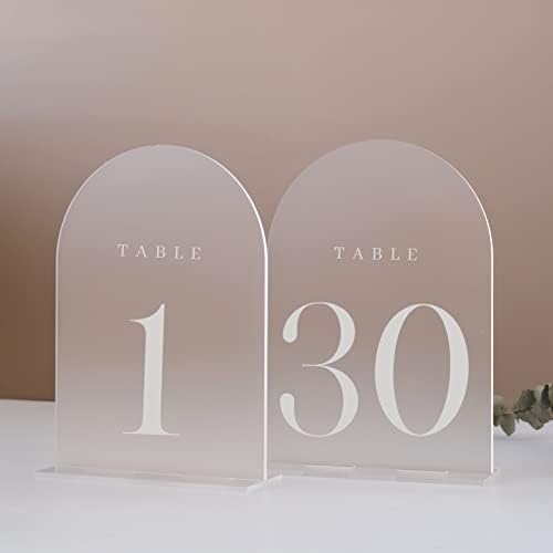 Frosted Arch Table Numbers for Wedding, 30 Pack 5"x7" Frosted Arch Acrylic Signs with Stand Acrylic Table Numbers 1-30, Perfect for Wedding Reception by JINMURY