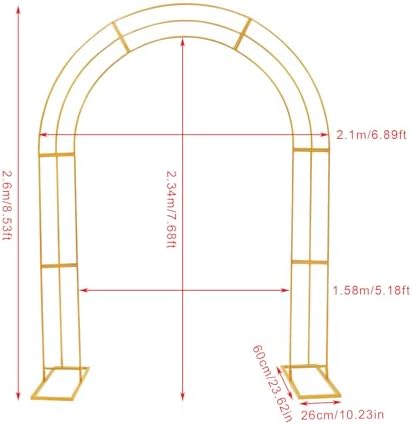 8.53Ft Golden Metal Wedding Arch Backdrop Stand With Base, Balloon Arch Stand Gold Backdrop Stand for Wedding Ceremony Bridal Baby Shower Photo Booth Party Decor (3-Layer Golden Wedding Arch) - Image 2