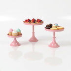 Pink 3Pcs Metal Round Cake Stand Set 8/10/12 Inch Dessert Display - Image 5