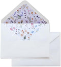 50PCS A7 Ivory Envelopes with Wildflower Floral Envelopes Liner by KUCHYNEE