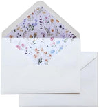 50PCS A7 Ivory Envelopes with Wildflower Floral Envelopes Liner by KUCHYNEE