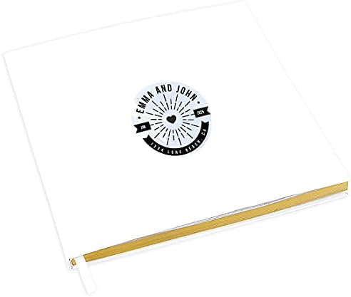 Andaz Press Personalized Wedding Guestbook with Gold Accents, Nautical Beach Heart White Guest Sign in Guest Registry 120 Pages 8.5 X 8.5 Memories Book for DIY, Scrapbook, Photo Album by AndazPress