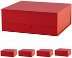 5 Pcs Large Gift Box 13.5x11.8x4.7 Inches, Red Gift Boxes for Presents with Magnetic Closure Lid, Luxury Gift Box Rectangle Collapsible Boxes for Gift Packaging by PLINJOY