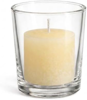 Set of 72 Richland Votive Candles Ivory Unscented and 72 Clear Glass Eastland Votive Holders by Richland