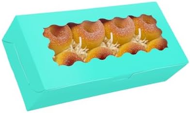 qiqee 50 Packs Mint Blue Cookie Box with Window 12x5.5x2.5 Inch Two Uses Pastry Biscuit Bakery Box For Packaging - Image 4