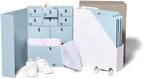 Savor I Baby Deluxe Box | Acid-Free Newborn Keepsake & Memory Organizer with 52 Labels, 9 Drawers, 8 File Folders | Gift for Pregnancy, Gift for Mom & Baby Shower, Blue, Adelaide Font by Savor