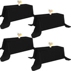 4 Pack Rectangle Tablecloth 90x132Inch Black Washable Polyester Table Cover for Wedding Dining Table Buffet Parties Banquet Decoration（Black） by JALANCY
