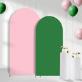 Pink and Green Arch Backdrop Covers Set of 2(7.2Ft, 6Ft), Spandex Fitted Chiara Arch Stand Covers Backdrops for Wedding Baby Shower Birthday Graduation Photo Booth Props(Only Cover) by CORNERLACE