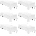 6 Pack Tablecloth 60 x 126 inch Polyester Table Cloth for 8 Foot Rectangle Tables,Stain and Wrinkle Resistant Washable Fabric Table Covers Polyester White Table Clothes for Wedding,Party,Banquet by YMHPRIDE