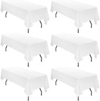 6 Pack Tablecloth 60 x 126 inch Polyester Table Cloth for 8 Foot Rectangle Tables,Stain and Wrinkle Resistant Washable Fabric Table Covers Polyester White Table Clothes for Wedding,Party,Banquet by YMHPRIDE