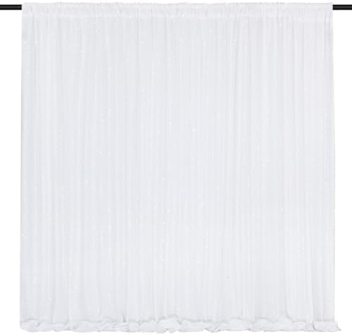 White Sequin Backdrop Curtains 2 Pcs 5FTx10FT Glitter Background Sparkly Party Backdops for Wedding Stage Photography Decorations by SoarDream