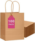 qiqee 100-Packs Large Size Paper Gift Bags with Handles Bulk 13"×10.2"×4.7" Brown Gift Bags Multiple Uses by Qiqee