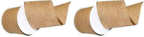 Morex Ribbon Burlap Wired Ribbon, 4" x 10 Yd, Natural (Pack of 2) by MorexRibbon