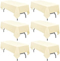 6 Pack Tablecloth 60 x126 inch Polyester Table Cloth for 8 Foot Rectangle Tables,Stain and Wrinkle Resistant Washable Fabric Table Covers Polyester Beige Table Clothes for Wedding,Party,Banquet by YMHPRIDE
