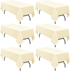 6 Pack Tablecloth 60 x126 inch Polyester Table Cloth for 8 Foot Rectangle Tables,Stain and Wrinkle Resistant Washable Fabric Table Covers Polyester Beige Table Clothes for Wedding,Party,Banquet by YMHPRIDE
