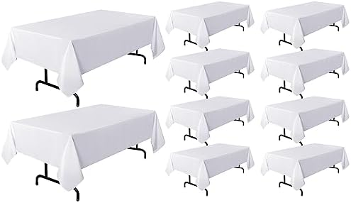 sancua 10 Pack White Table Cloth 60x102 Inch for 8 Feet Rectangle Tables by sancua