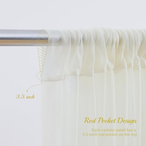 10x10ft Ivory Tulle Backdrop Curtain with Lights String for Parites, Sheer Photo Backdrop Curtain Drapes for Wedding Baby Shower Birthday Party Photo Shoot Decorations - Image 6