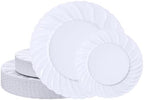 U-QE 60 Pcs White Plastic Plates for Party – Scalloped Plastic Plates by U-QE
