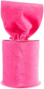 Meseey 4 Inch Wide Hot Pink Velvet Wired Ribbon, 20 Yards Velvet Ribbon with Wire Edge for Christmas Tree, Wreaths, Gift Wrapping, Bows, Crafts and Holiday Decorations by MeseeyRibbonBow