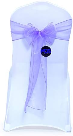 MDS Pack of 100 Organza Chair Sashes for Wedding & Event Décor – Lavander by MDS