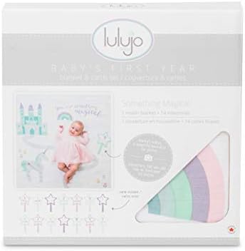 Lulujo Baby’s First Year Milestone Blanket and Card Set | 40in x 40in (Something Magical) - Image 2